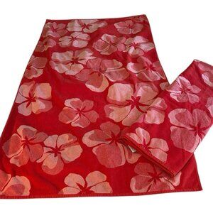 XL Beach Towels (2) 100% Cotton Huntington Home India Tropical Red Pink Hibiscus